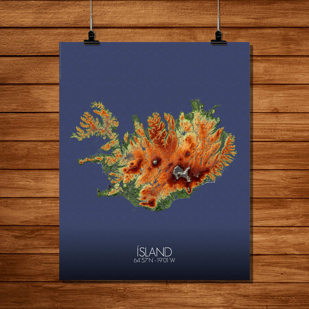 Poster of Iceland | Elevation map