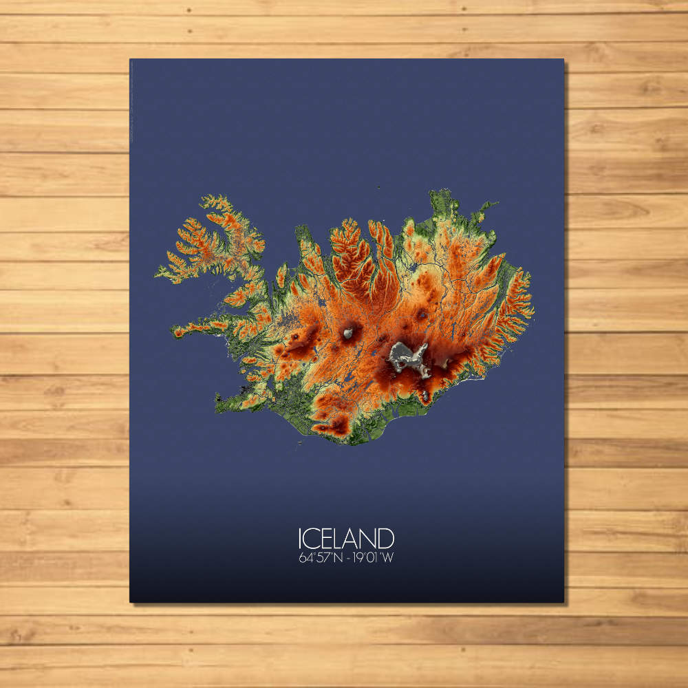 Poster of Iceland | Elevation map