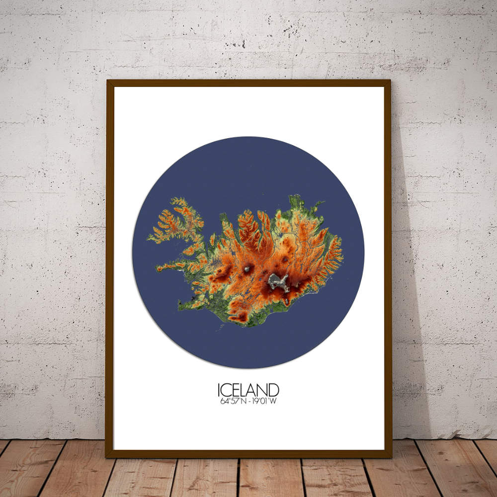 Poster of Iceland | Elevation map