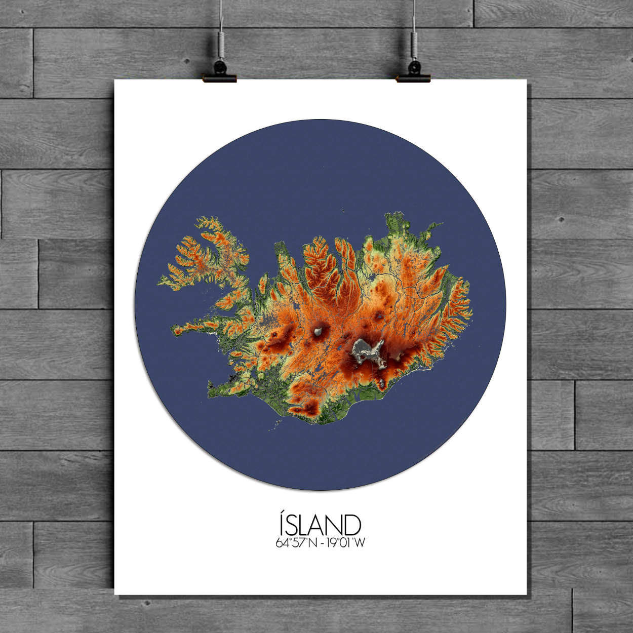 Poster of Iceland | Elevation map