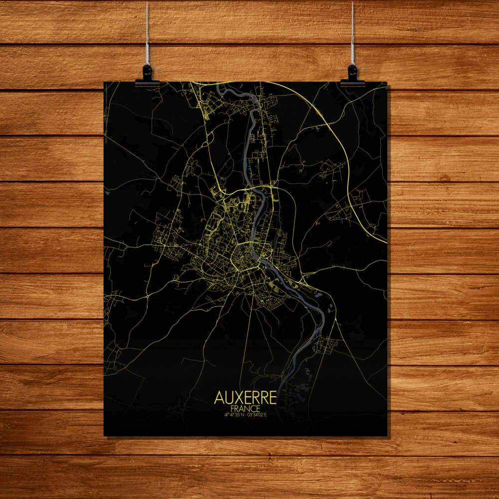 Mapospheres Auxerre Night Design full page design poster city map