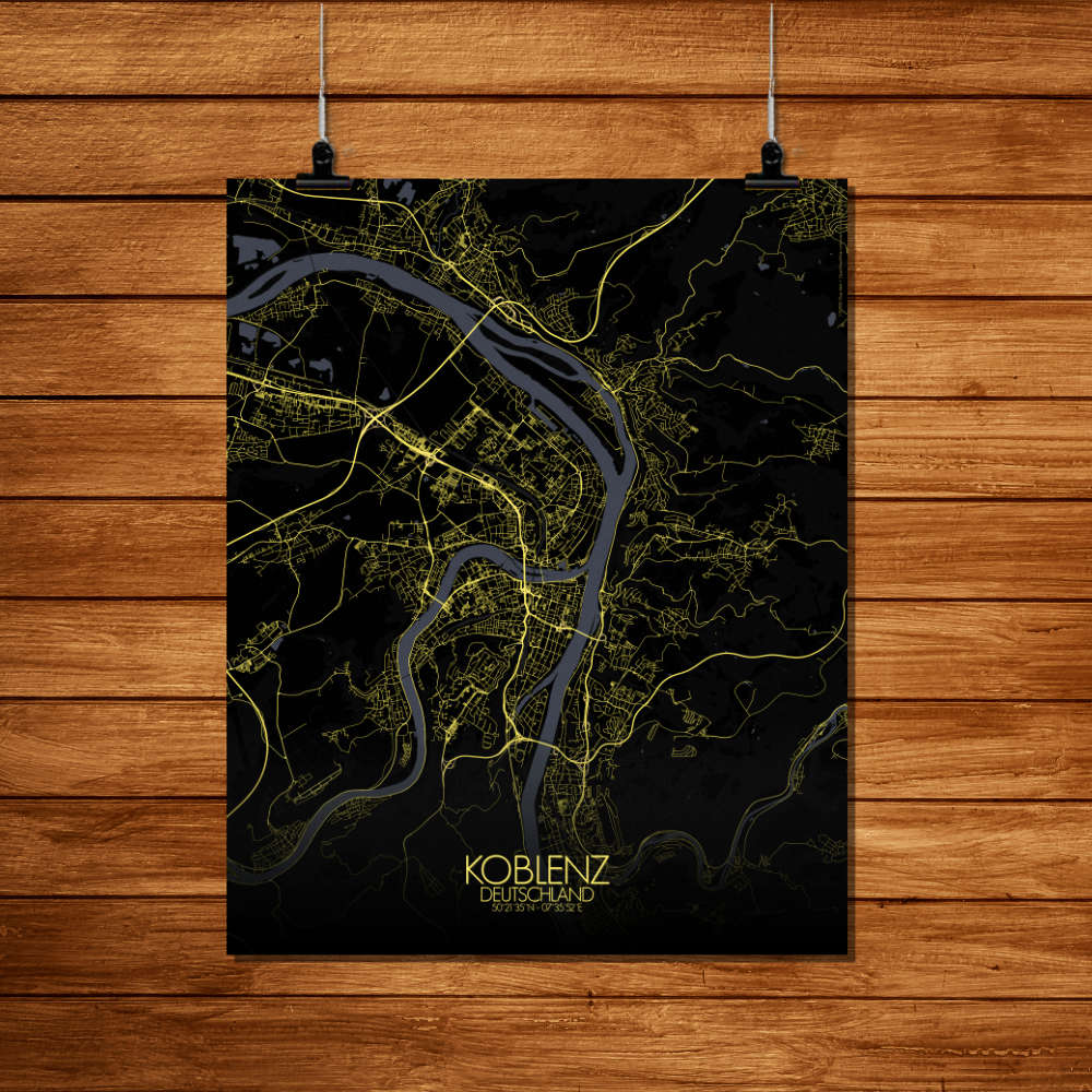 Mapospheres Koblenz Night Design full page design poster city map