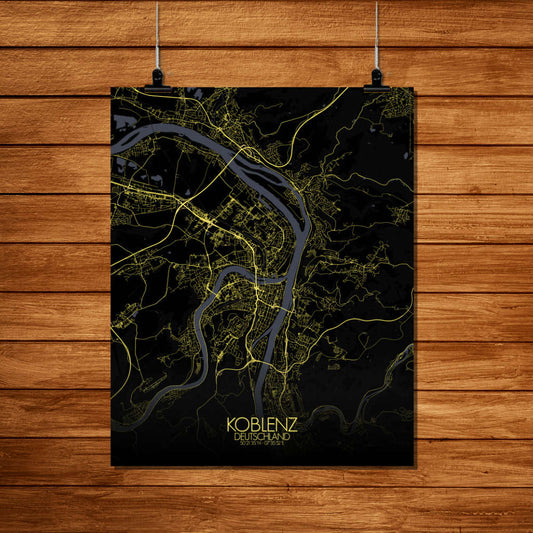 Mapospheres Koblenz Night Design full page design poster city map