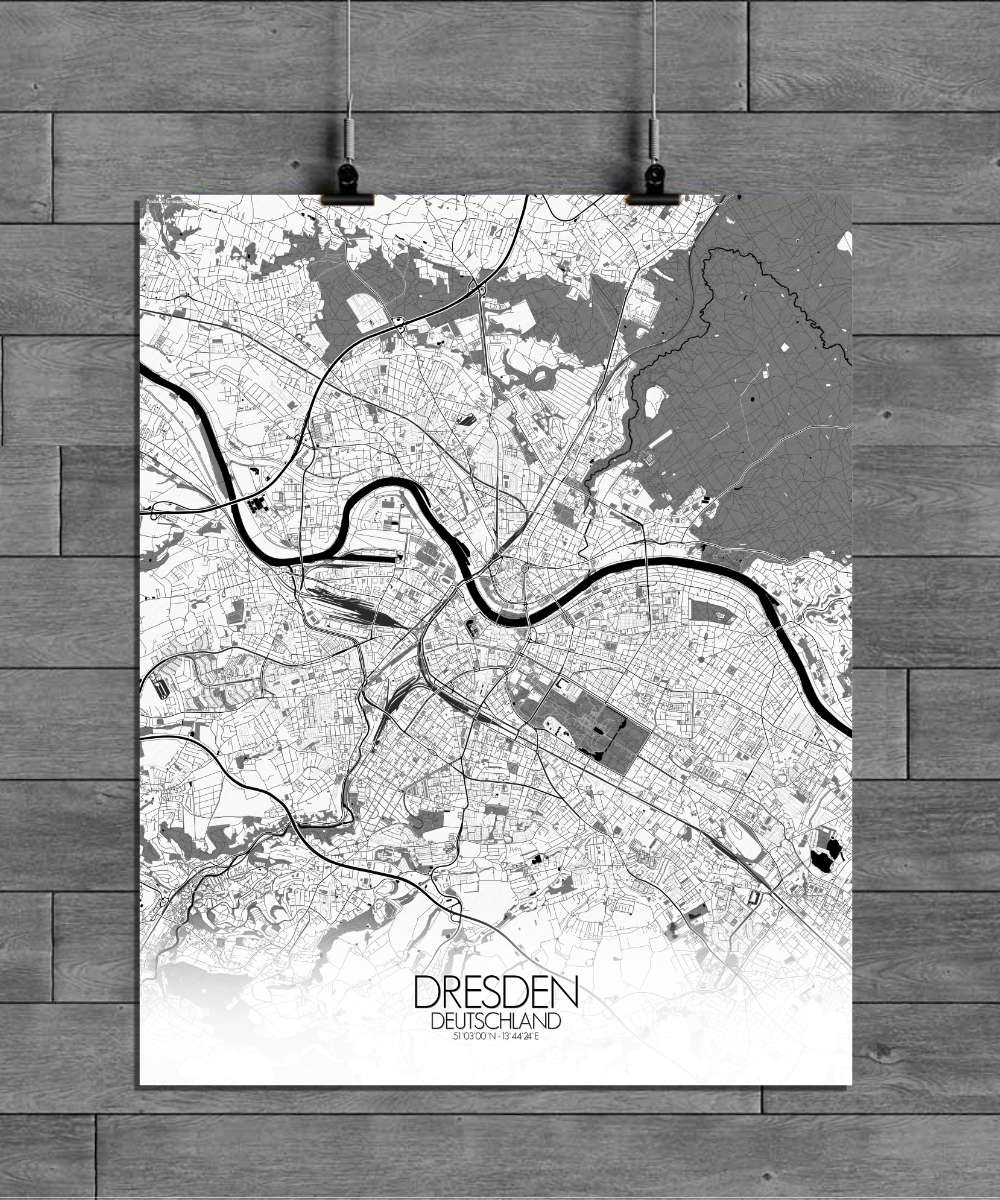 Mapospheres Dresden Black and White full page design poster city map