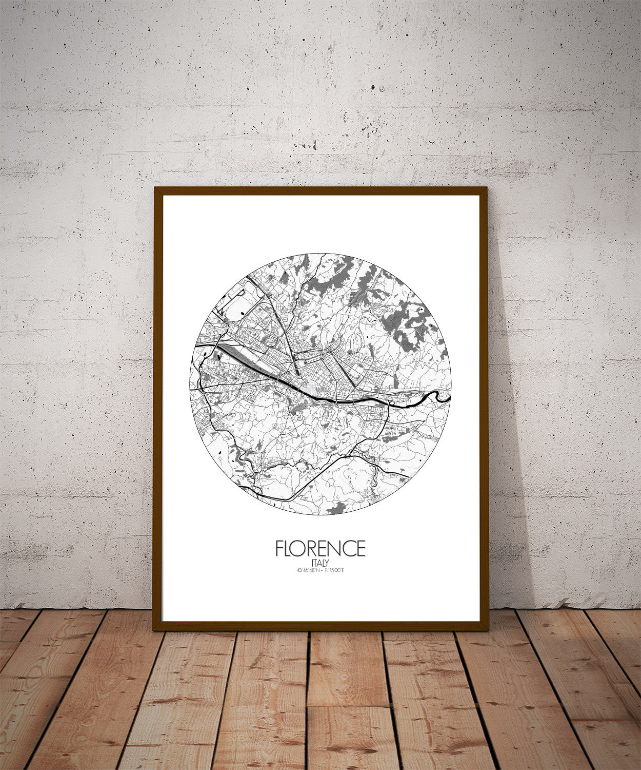 Mapospheres Florence Black and White round shape design poster city map