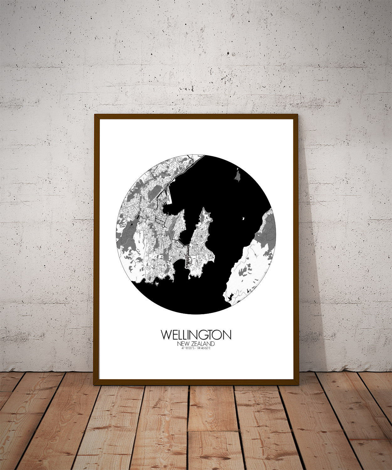 Mapospheres New York Black and White round shape design poster city map