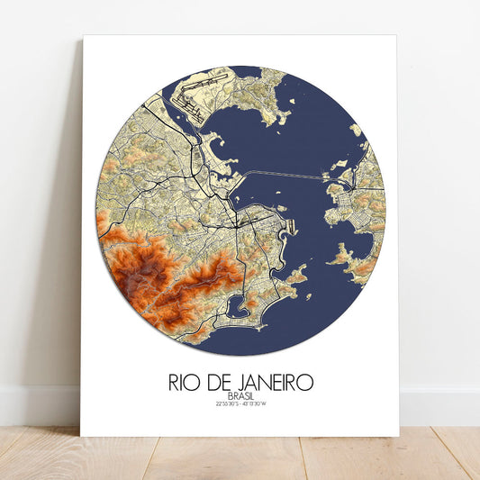 Mapospheres Rio de Janeiro Elevation map round shape design canvas city map
