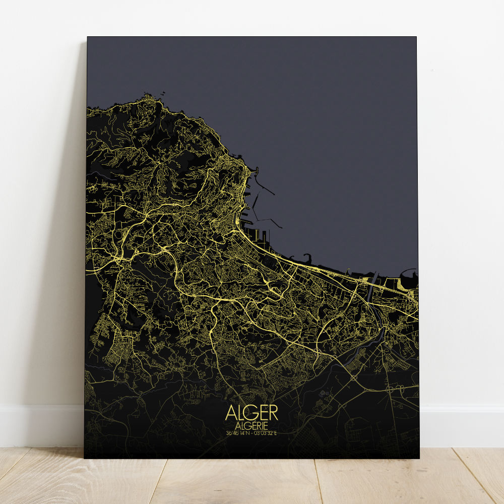 Mapospheres Algiers Night full page design poster city map