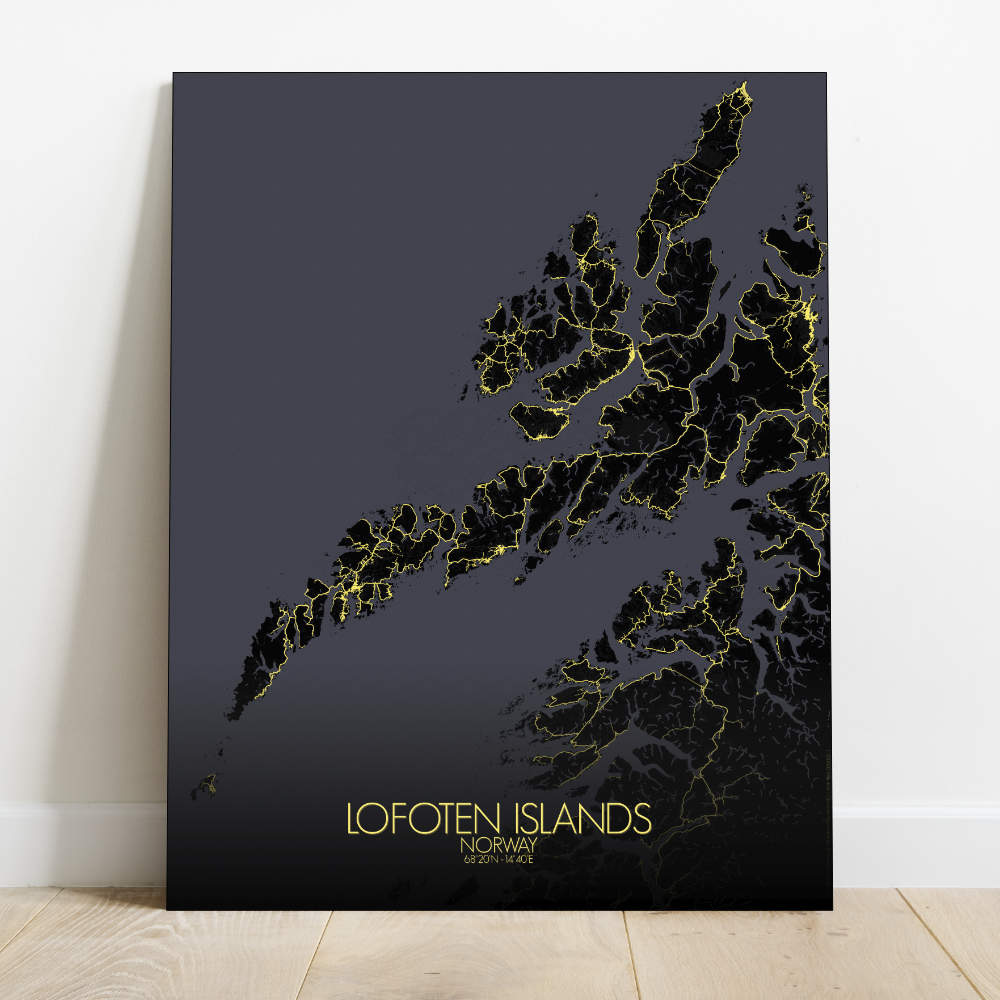 Mapospheres Lofoten Night Design full page design canvas city map