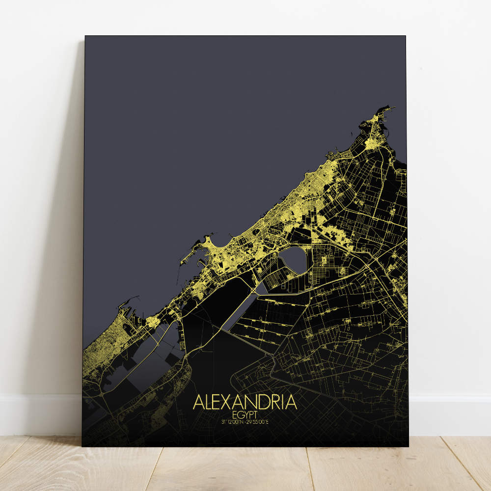 Mapospheres Alexandria Night Design full page design canvas city map