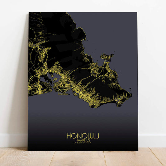 Mapospheres Honolulu Night Design full page design canvas city map