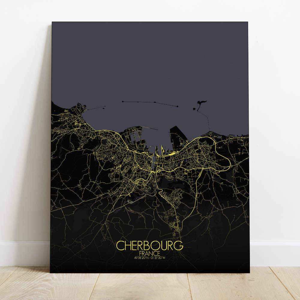 Mapospheres Cherbourg Night Design full page design canvas city map
