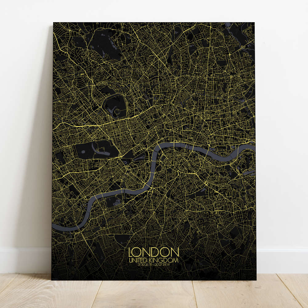 Night round shape design canvas city map