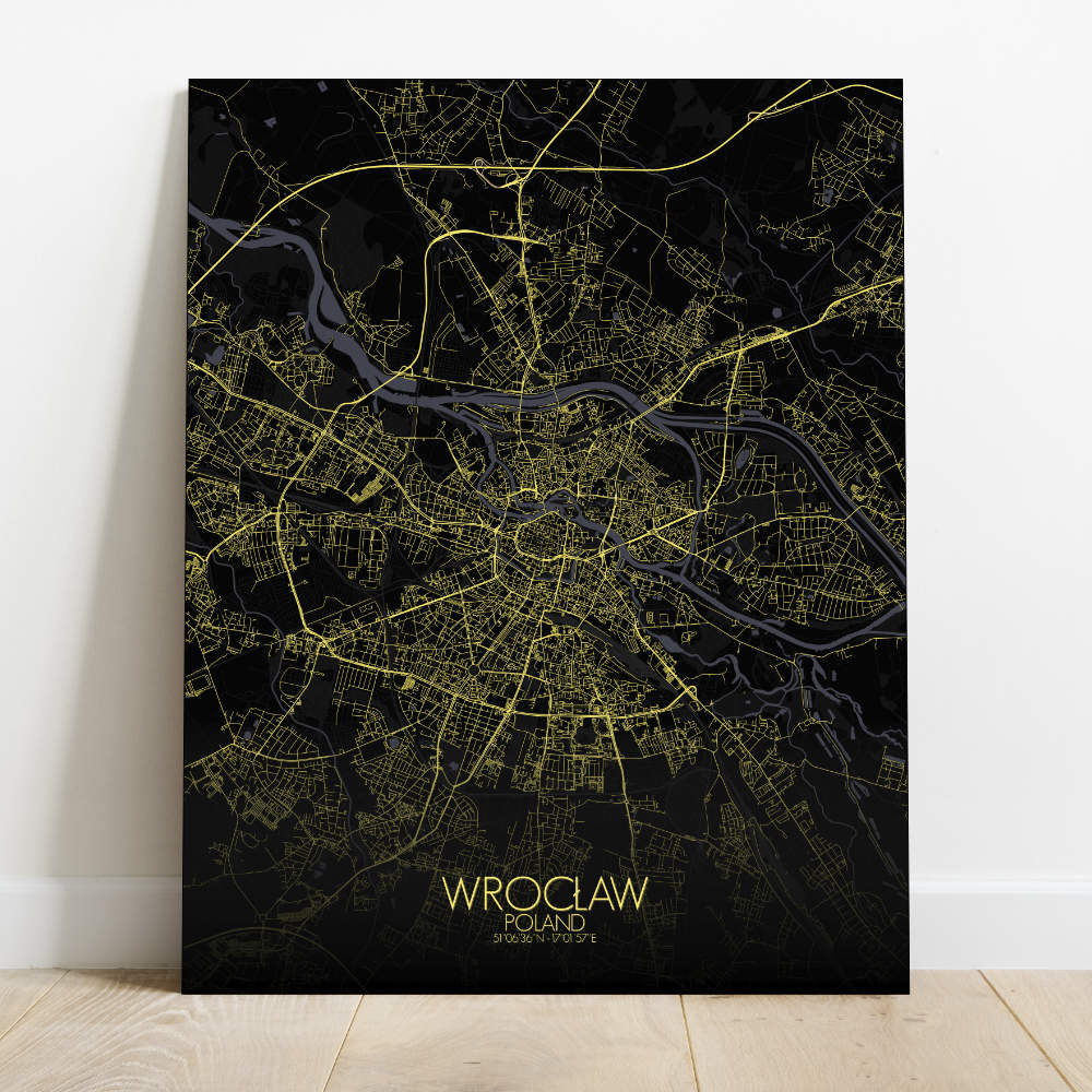 Mapospheres Wroclaw Night Design full page design canvas city map