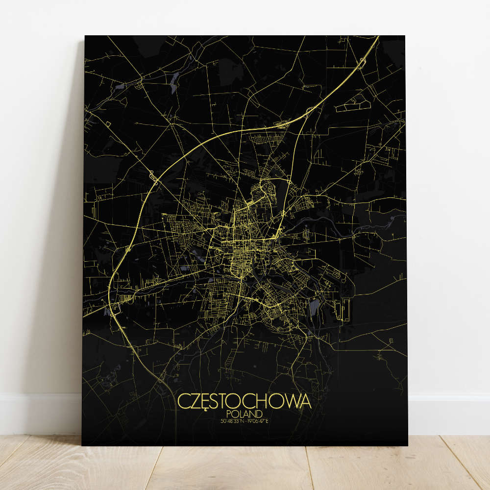 Mapospheres Czestochowa Night Design full page design canvas city map