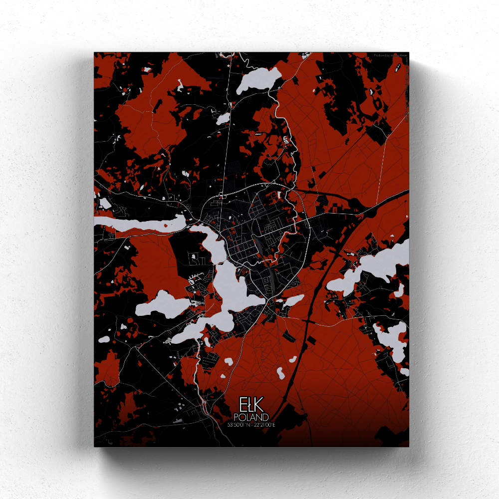 Mapospheres Elk Red dark full page design canvas city map