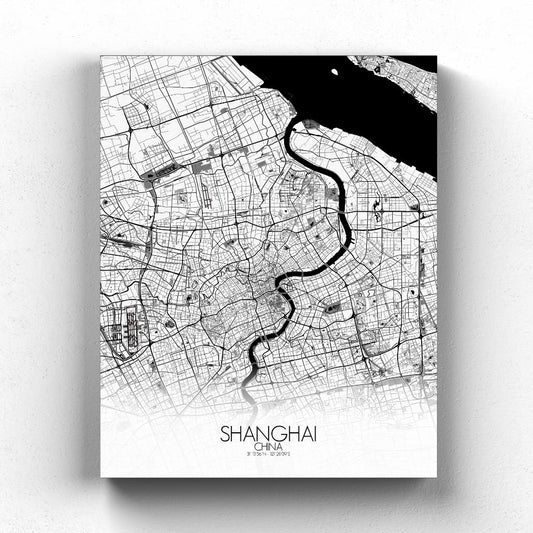 Mapospheres Shanghai Black and White full page design canvas city map