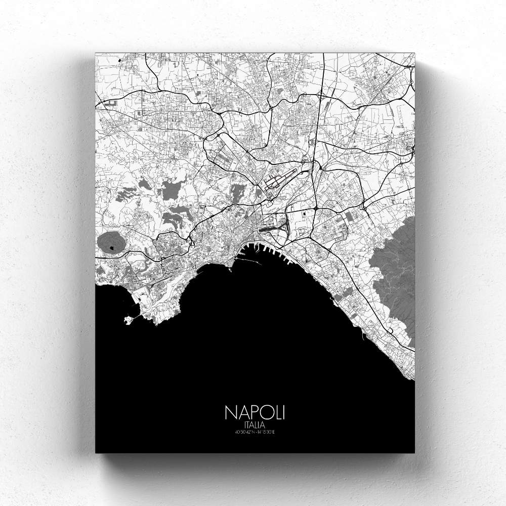 Mapospheres Naples Black and White full page design canvas city map