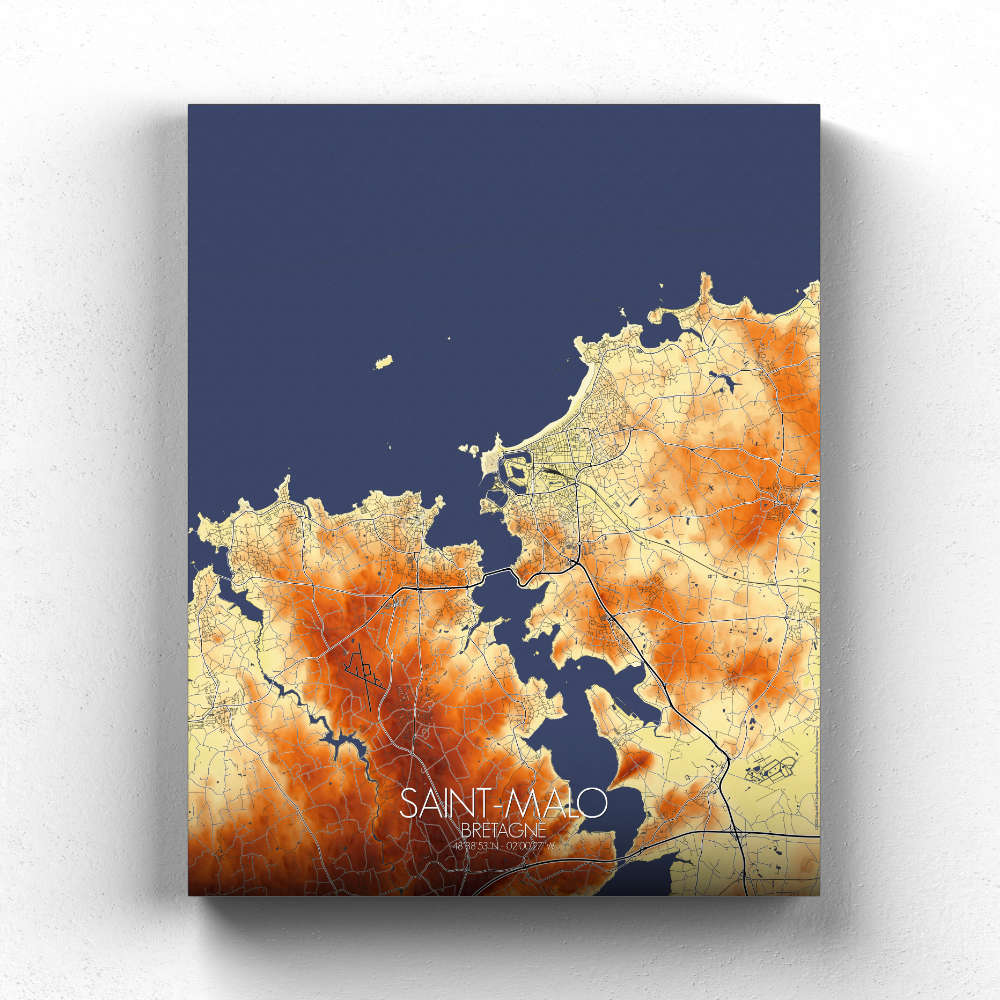 Mapospheres Saint Malo Elevation Map full page design canvas city map