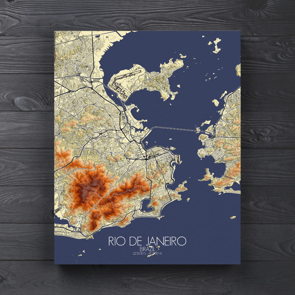 Mapospheres Rio de Janeiro Elevation map round shape design canvas city map