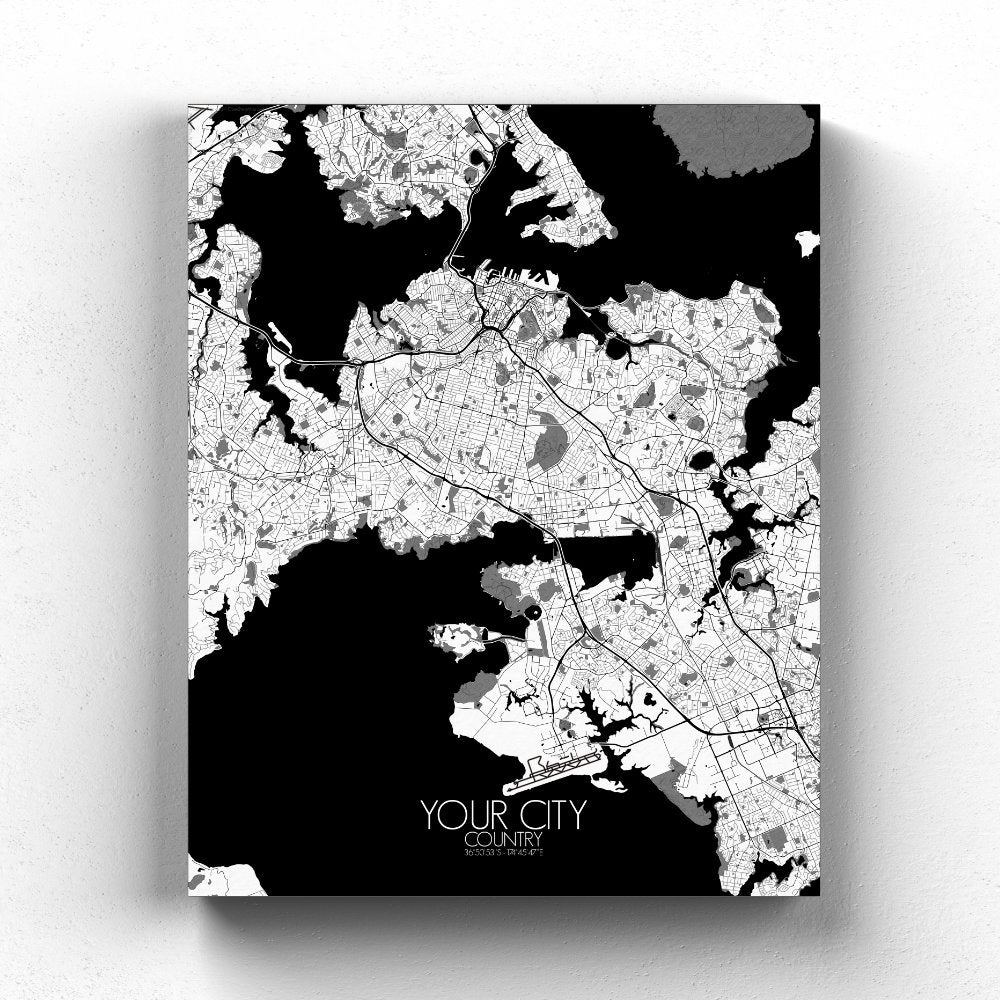 City map custom your map mapospheres B&W Design