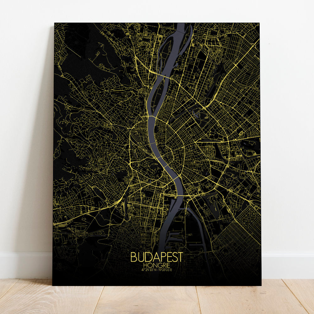 Mapospheres budapest Night full page design canvas city map