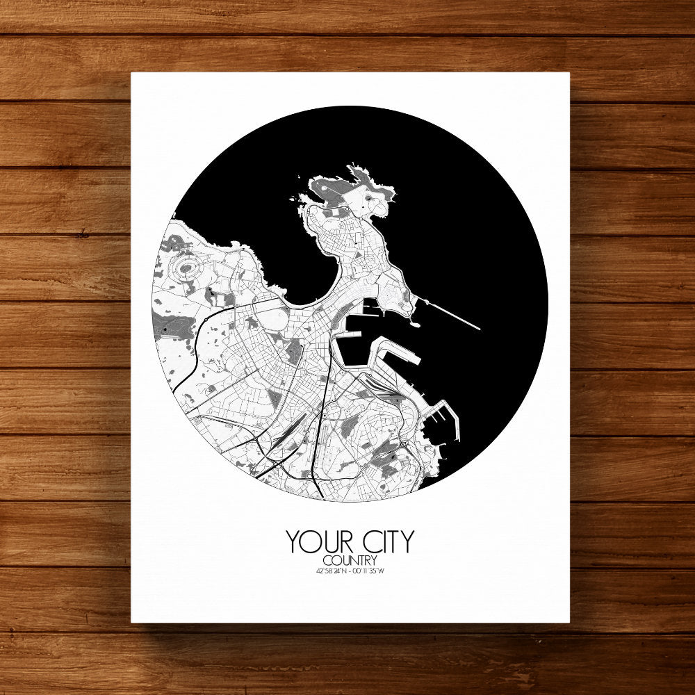 City map custom your map mapospheres B&W Design