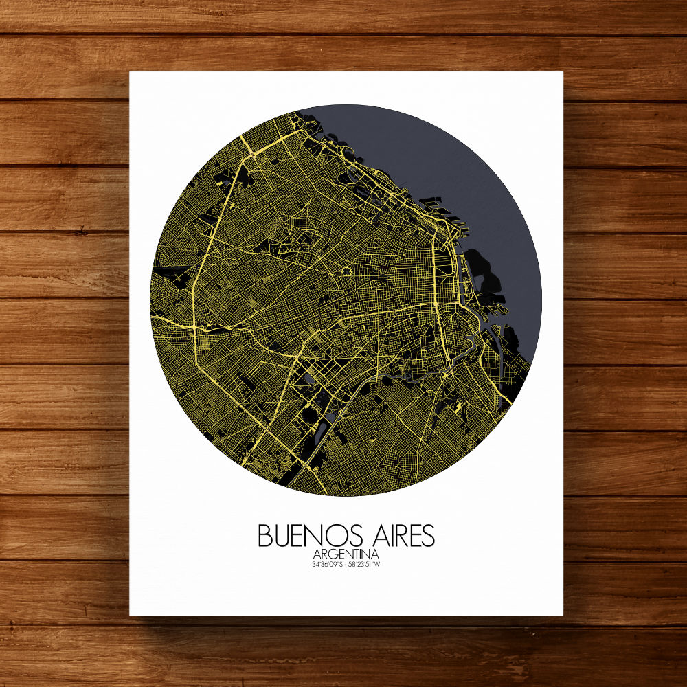 Mapospheres Buenos Aires Night round shape design canvas city map