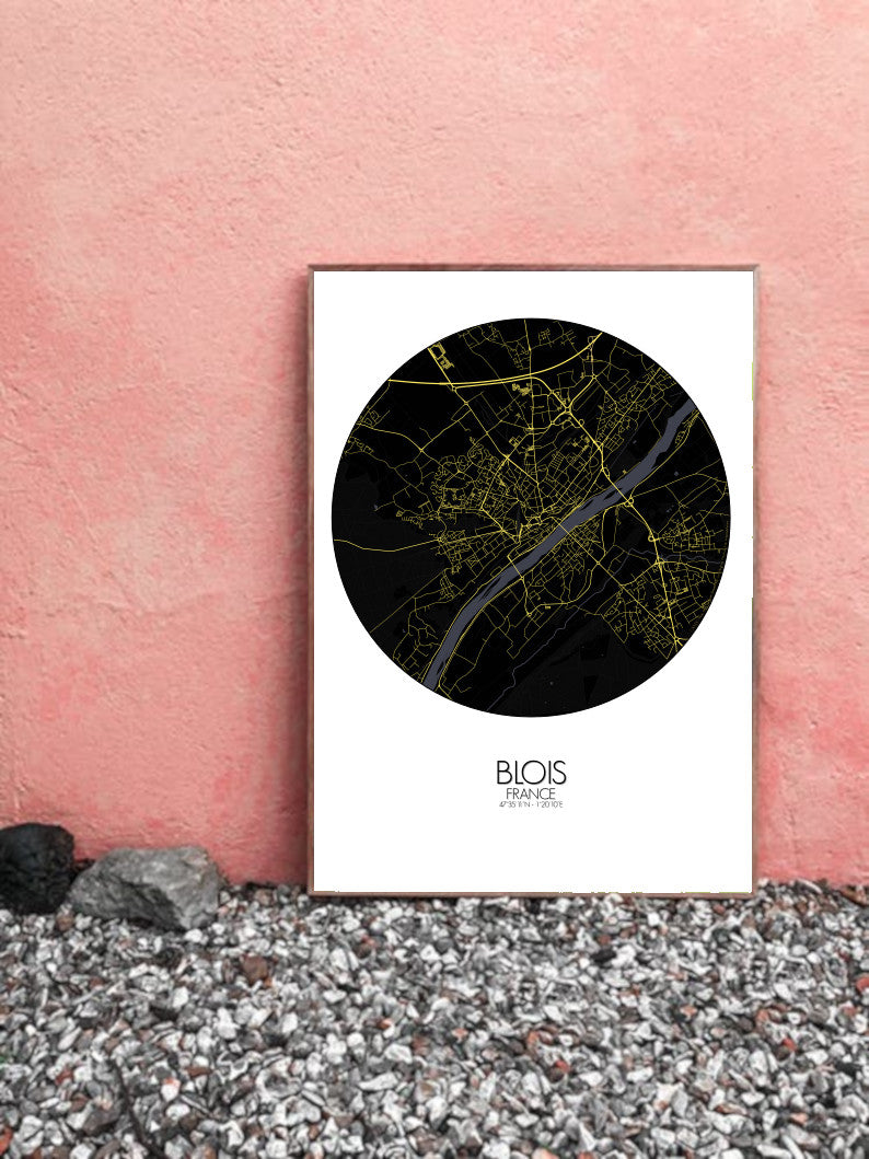 Blois Night round shape design poster city map