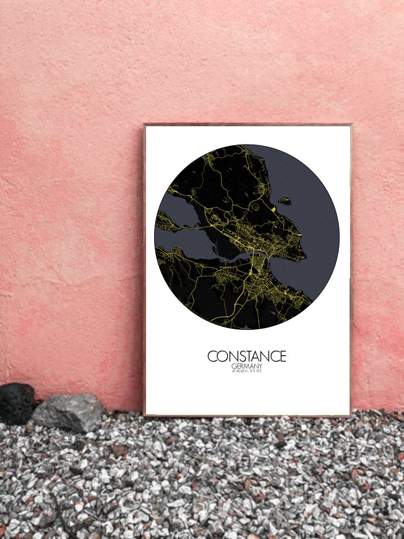 Constance Night round shape design poster city map
