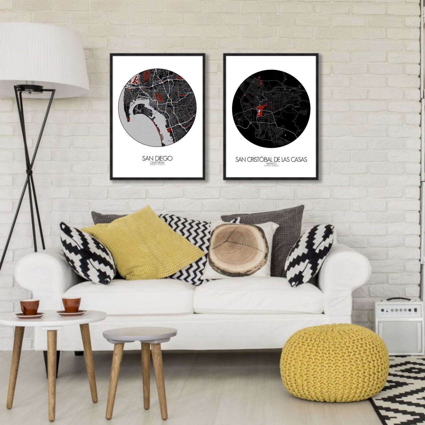 Mapospheres San Cristobal Red dark round shape design poster city map