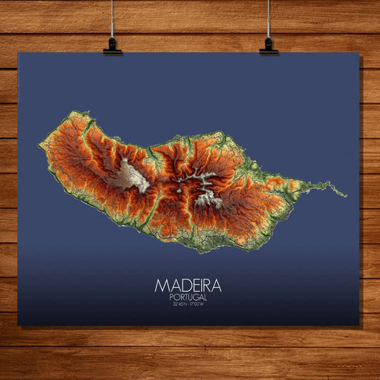 Madeira Portugal elevation map mapospheres fullpage