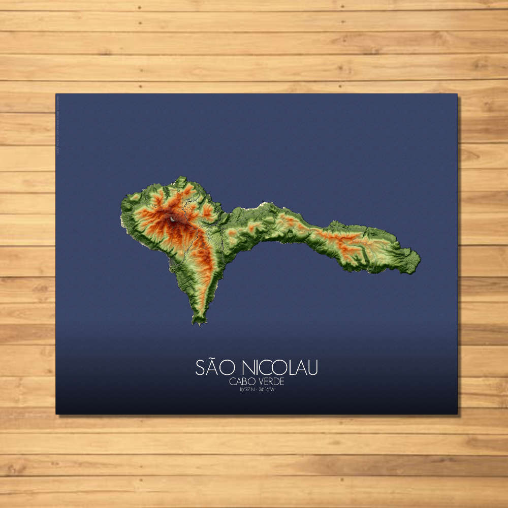 Sao Nicolau Cabo Verde elevation map mapospheres fullpage