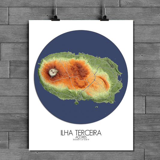 Ilha Terceira elevation map mapospheres roundshape