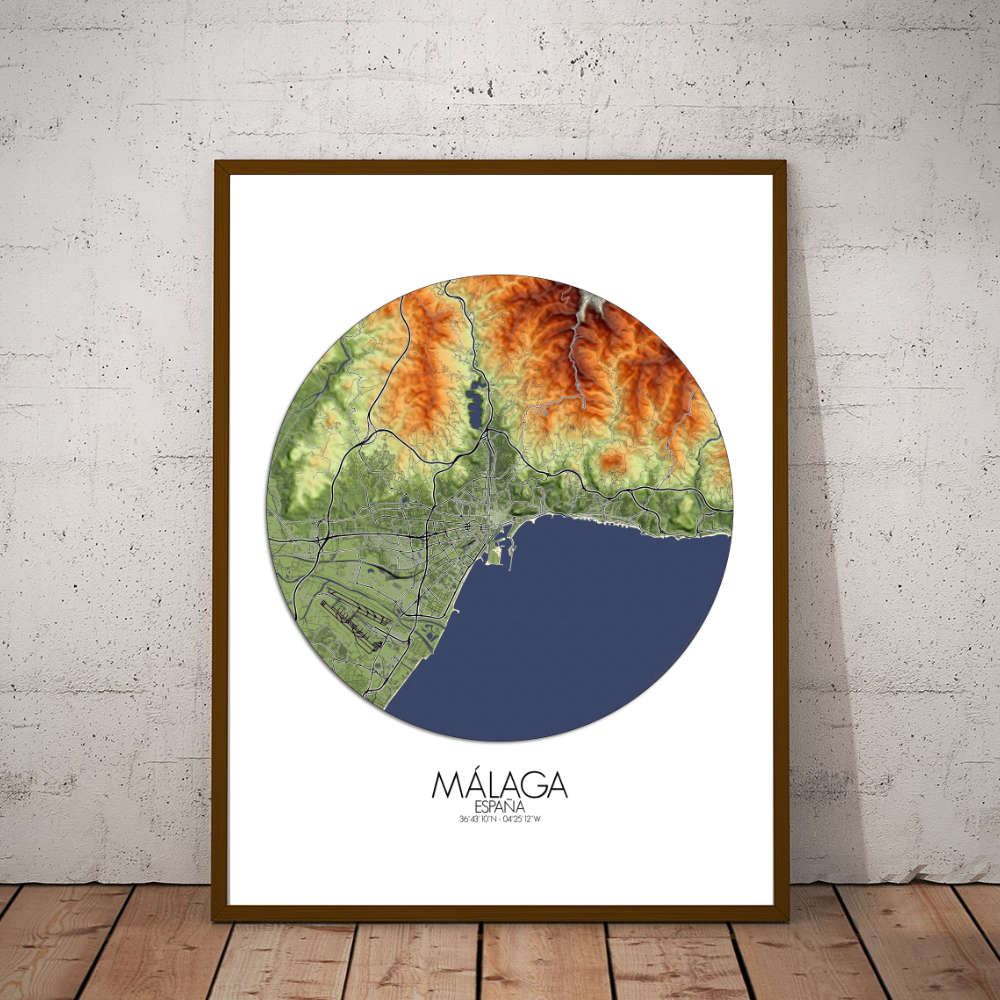Poster of Malaga Spain | Elevation map