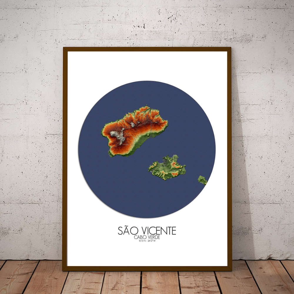 Sao Vicente Santo Antao Cabo Verde elevation map mapospheres roundshape