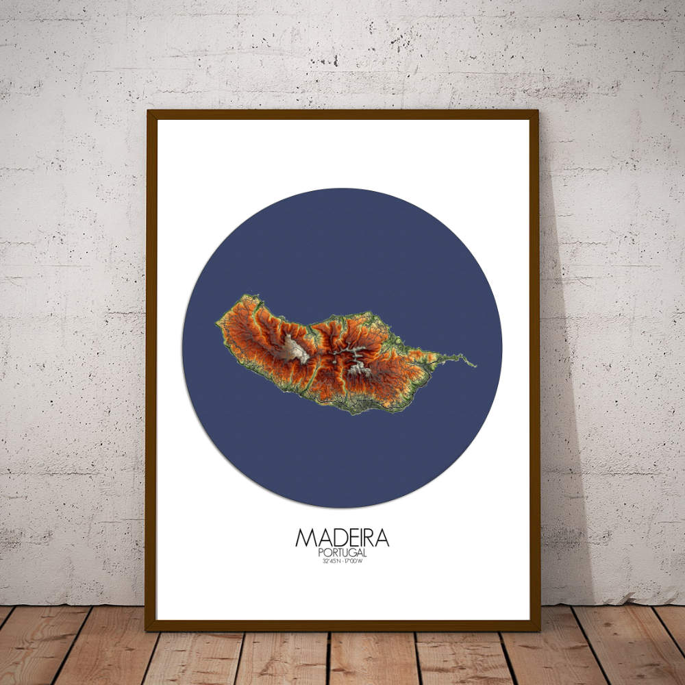 Madeira Portugal elevation map mapospheres roundshape map