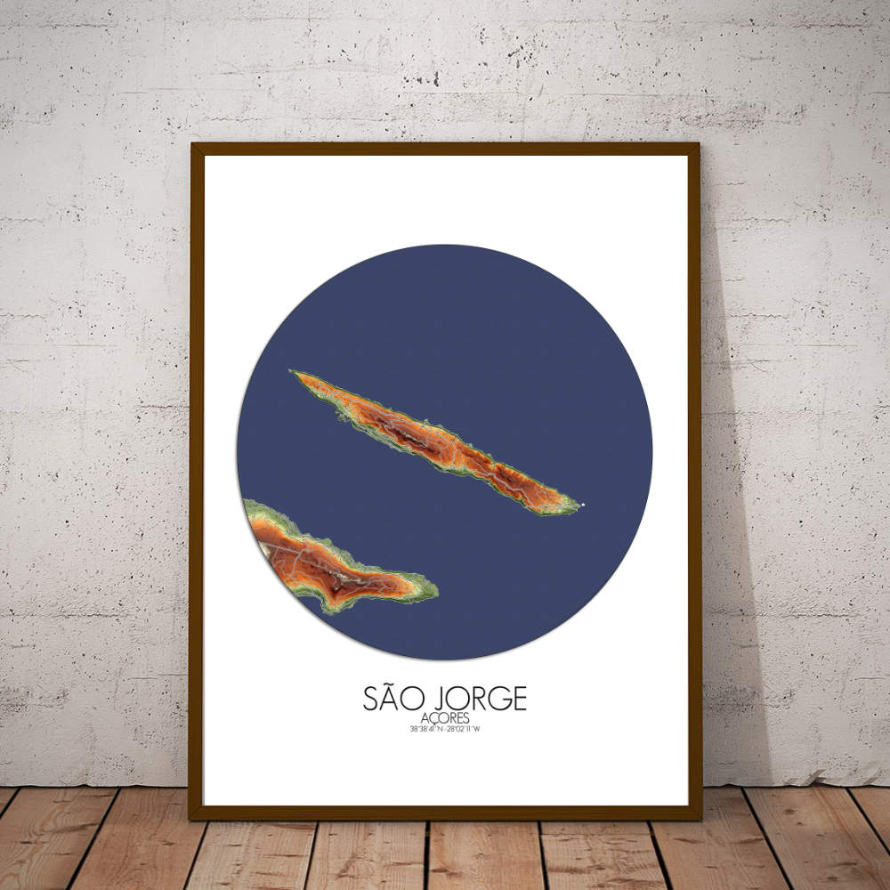 Sao Jorge Azores mapospheres roundshape elevation map