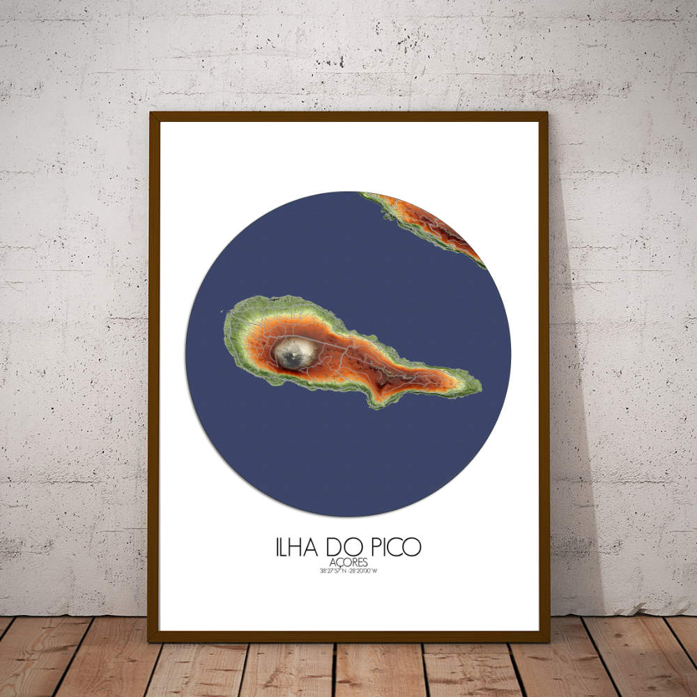 Ilha do Pico Azores mapospheres roundshape elevation map