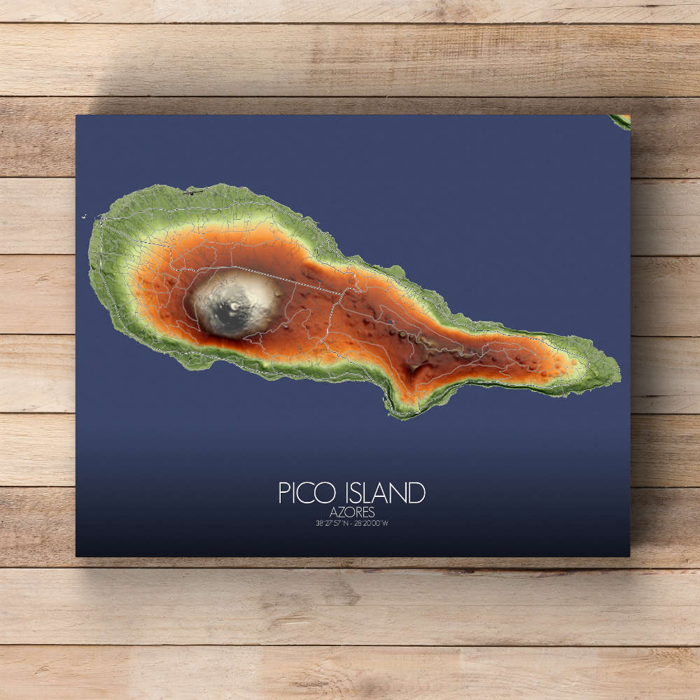 Ilha Do Pico elevation map mapospheres fullpage canvas