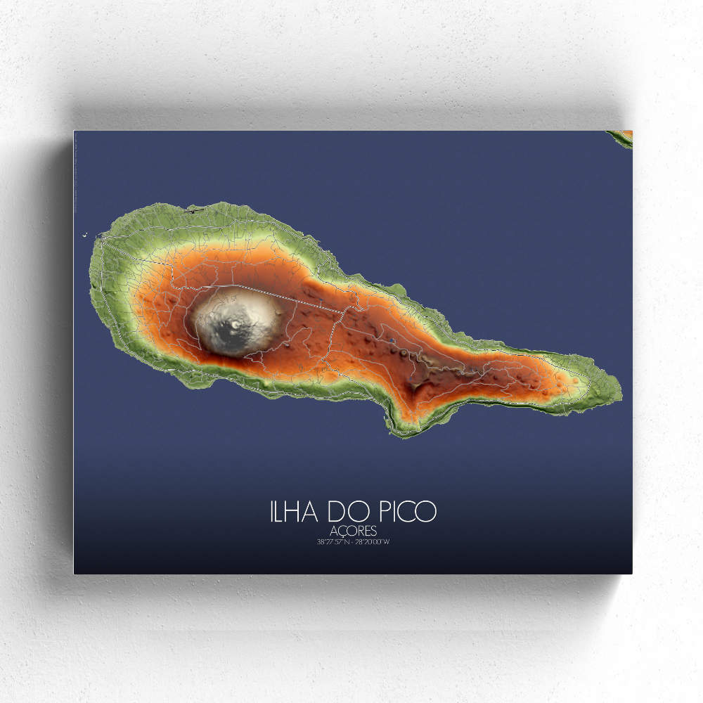 Ilha do Pico Azores mapospheres fullpage elevation canvas