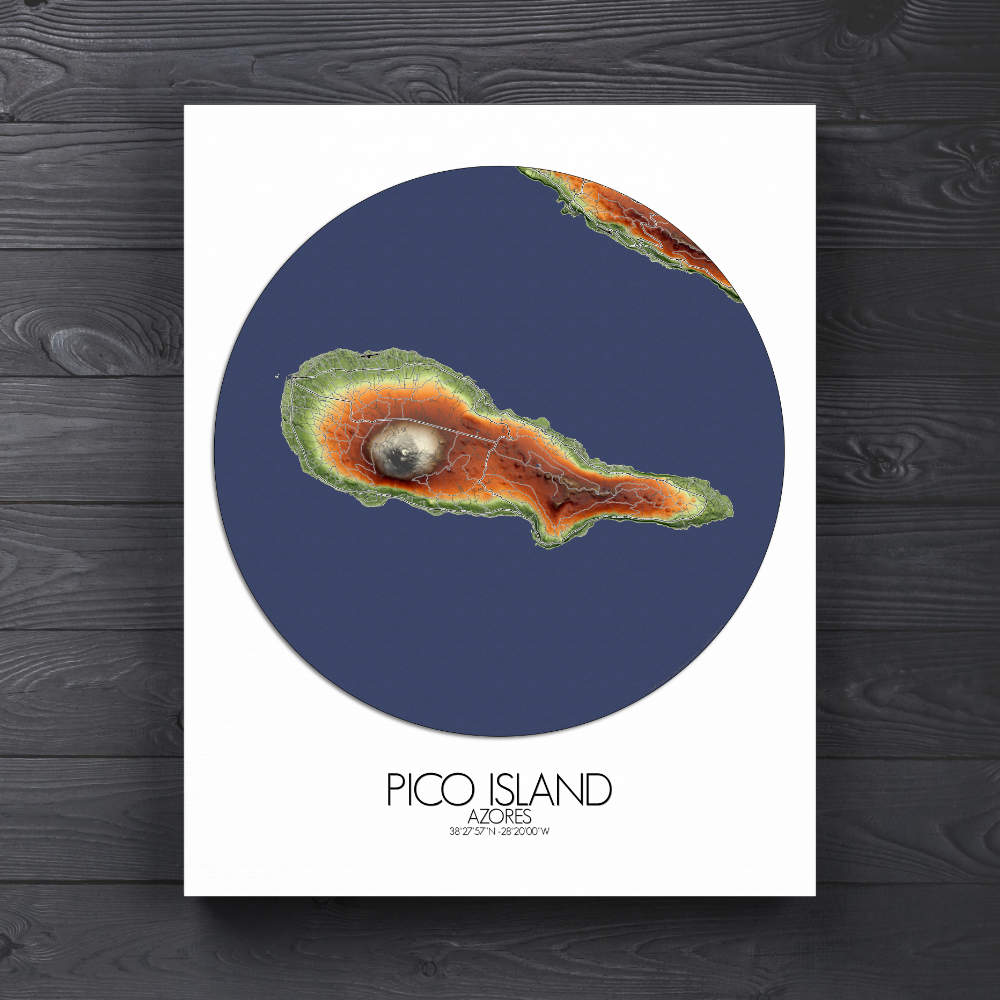 Ilha do Pico Azores mapospheres roundshape elevation canvas