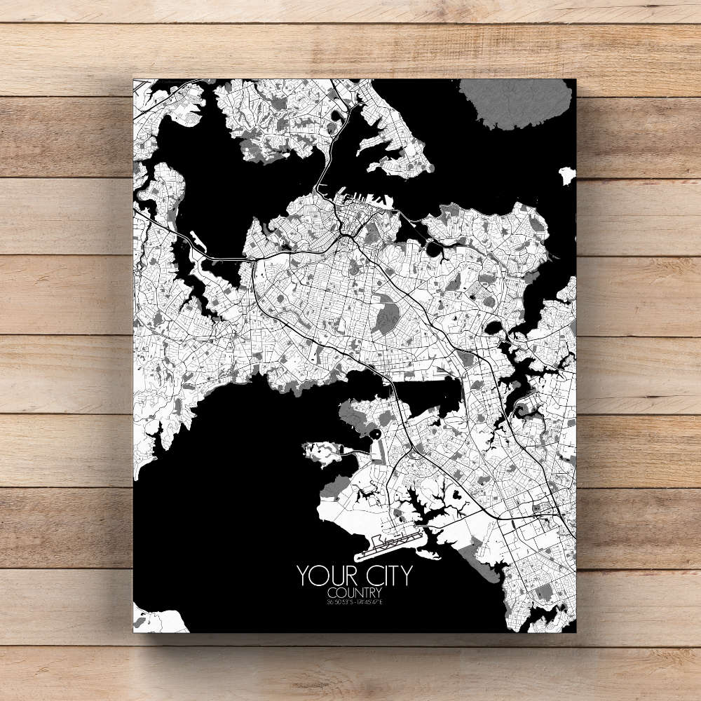 City map custom your map mapospheres B&W Design