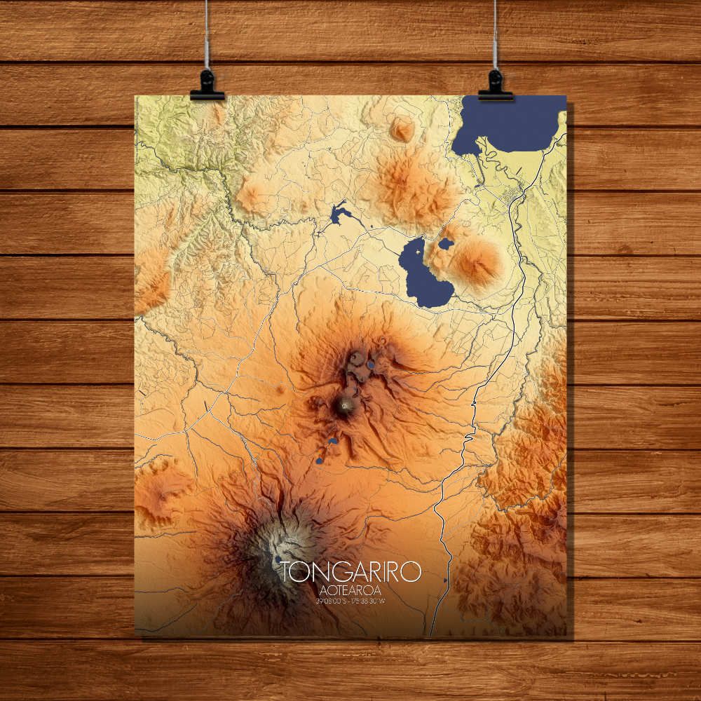 Mapospheres Tongariro Elevation Map full page round shape design poster city map