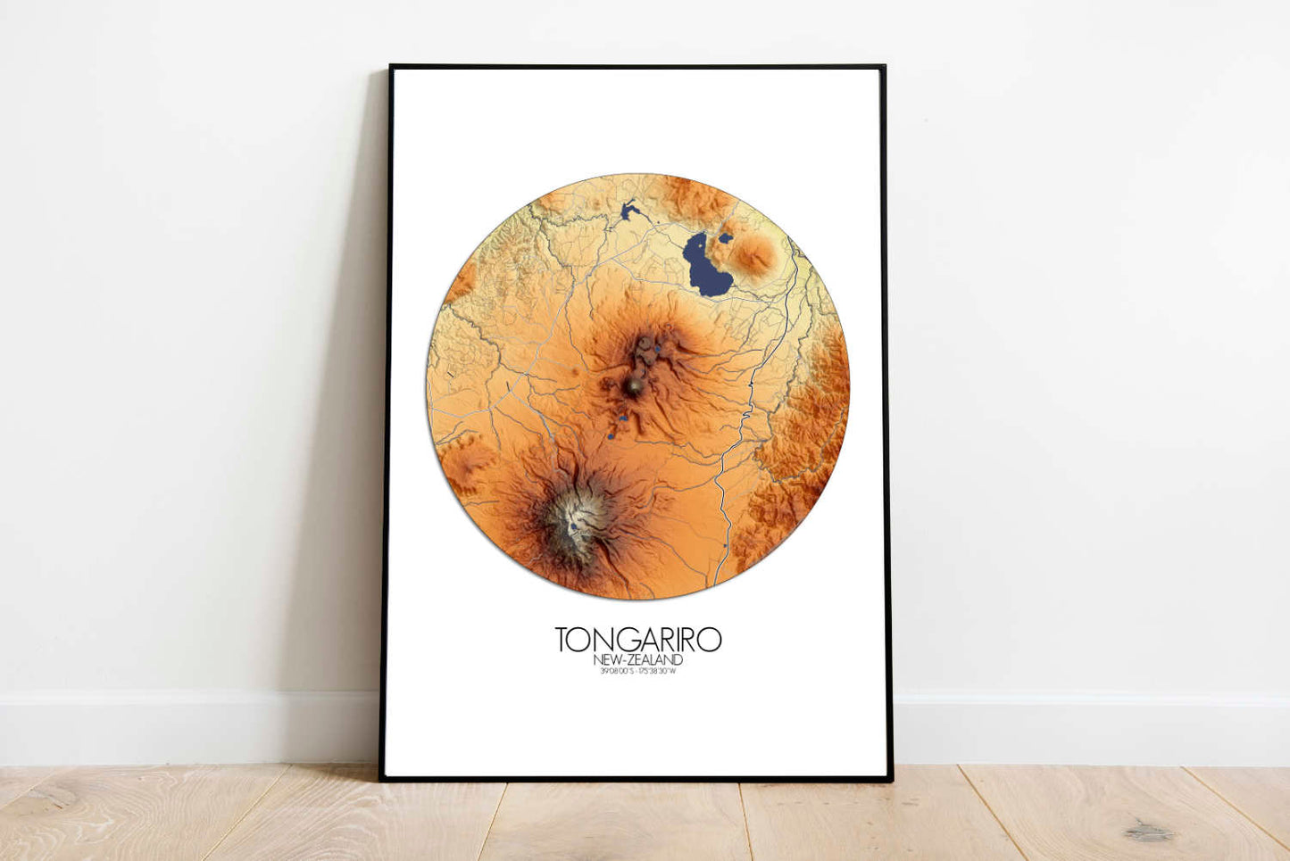 Mapospheres Tongariro Elevation Map full page round shape design poster city map