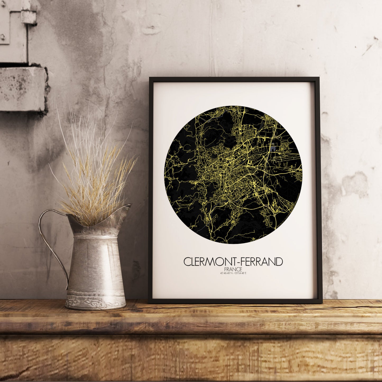 Mapospheres Clermont Night round shape design poster city map