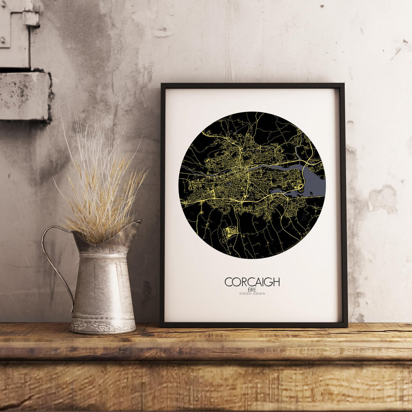 Mapospheres Cork Night round shape design poster city map