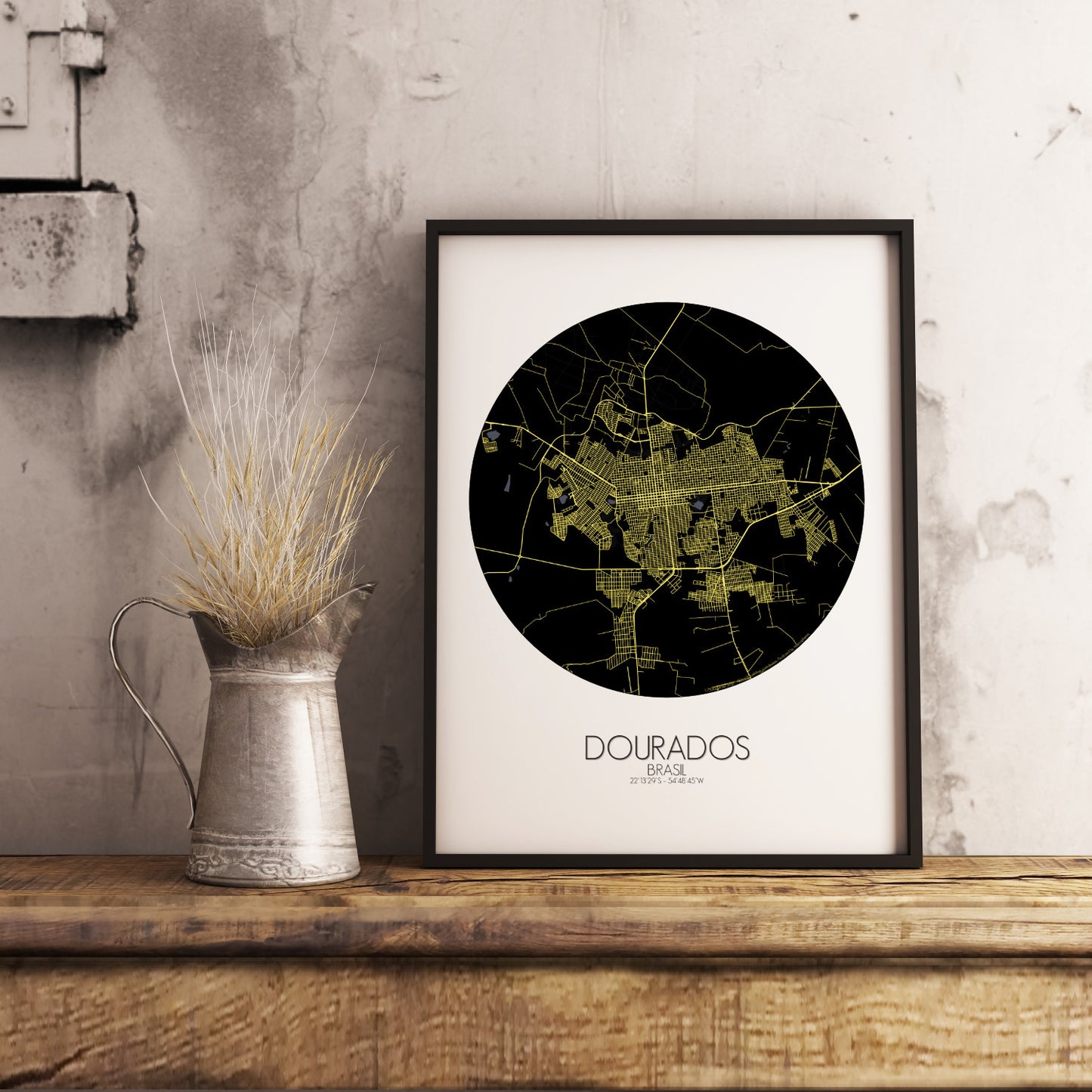 Mapospheres Dourados Night round shape design poster city map
