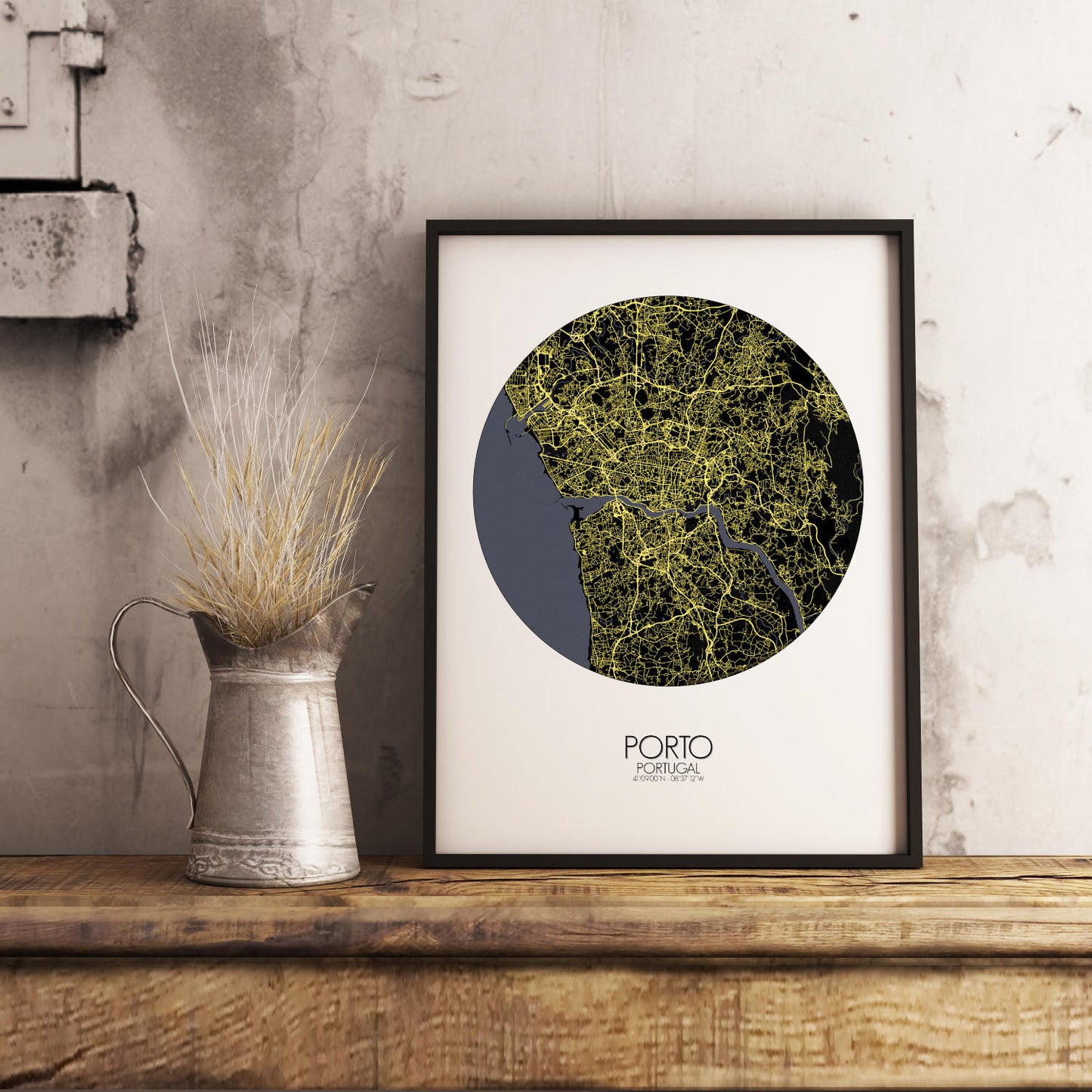 Mapospheres Porto Night round shape design poster city map