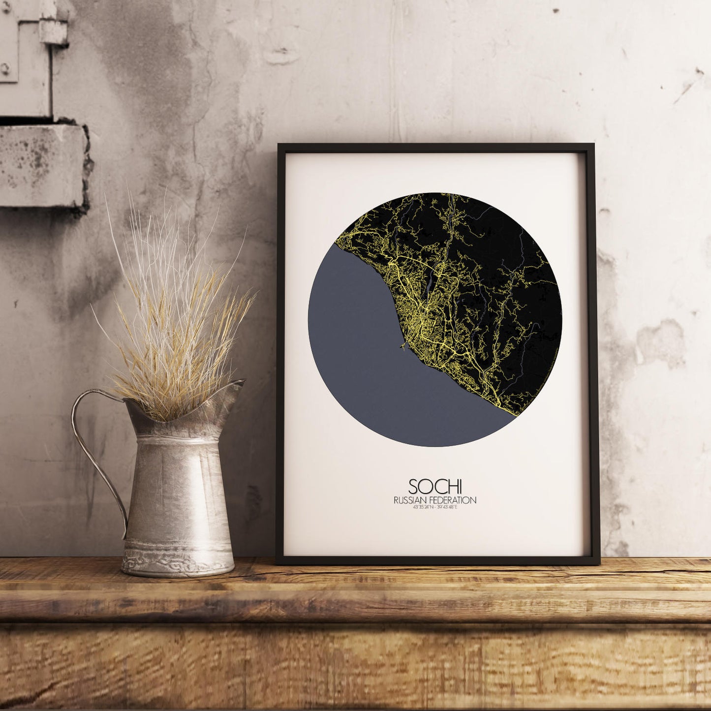 Mapospheres Sochi Night round shape design poster city map